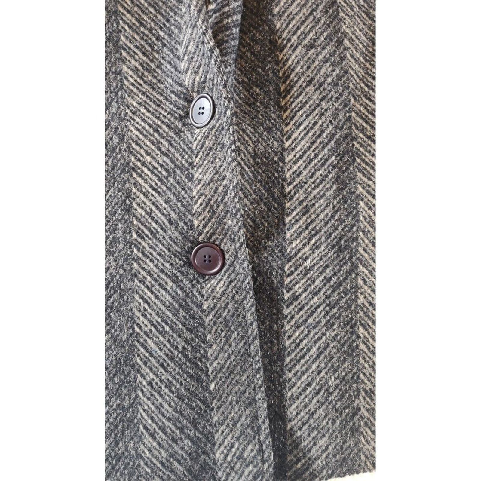 & Other Stories VTG NY Girl Union USA Gray Herringbone Wool Blend Jacket 10 Size L / US 10 / IT 46 - 10 Thumbnail