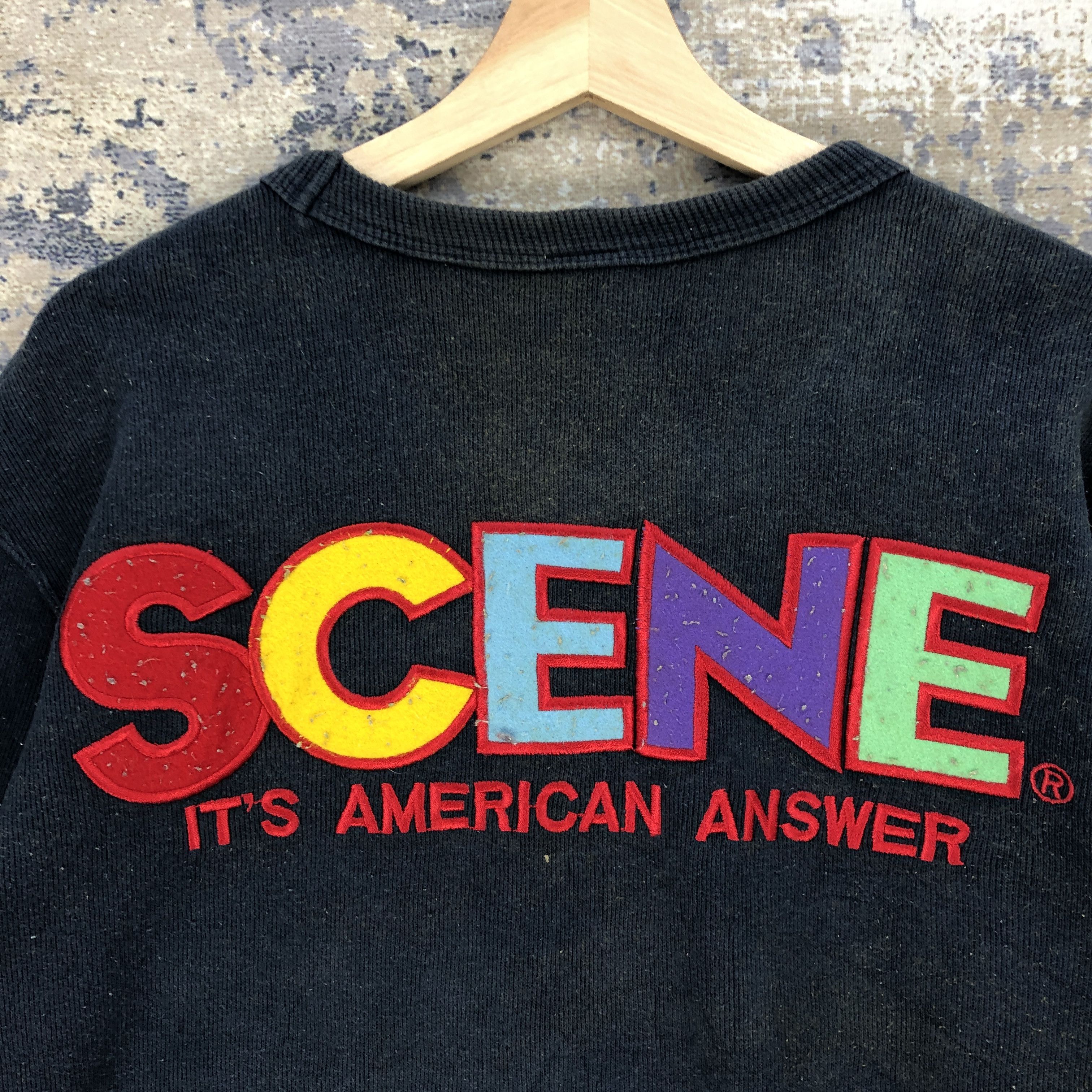 Japanese Brand Vintage 90s Scene Sweatshirt American Answer Sweater Jumper Size US L / EU 52-54 / 3 - 3 Thumbnail