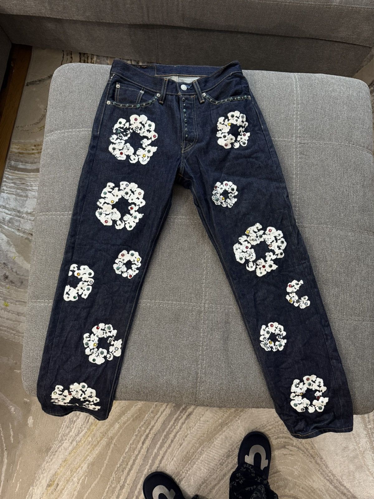 DENIM TEARS x Levi 501 Cotton Rhinestone Wreath Jeans