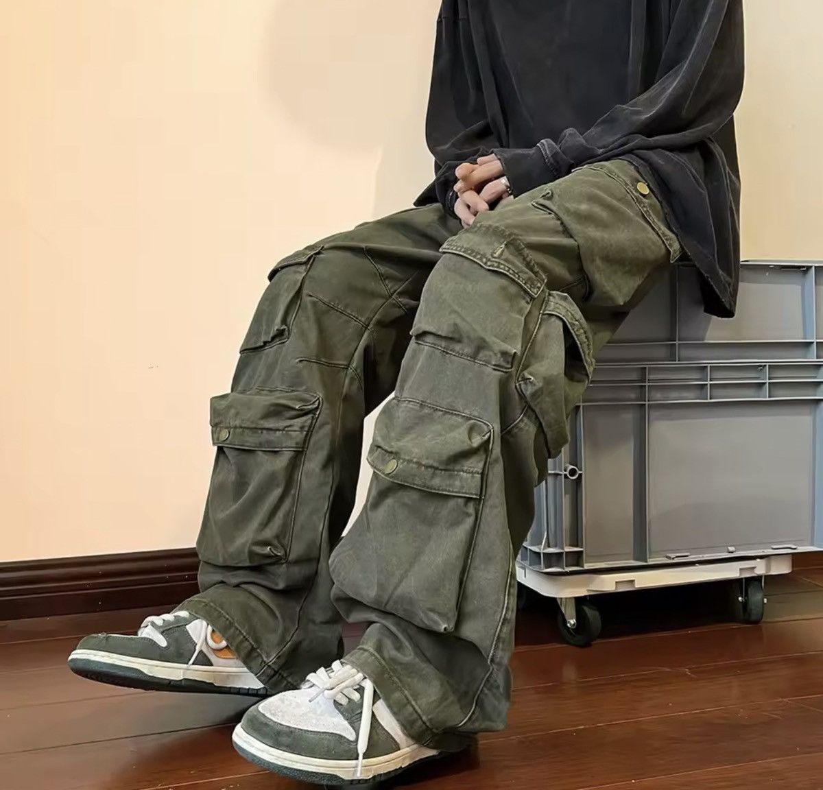 Japanese Brand Baggy Cargo Pants - Y2K Skate Streetwear Size US 34 / EU 50 - 3 Thumbnail