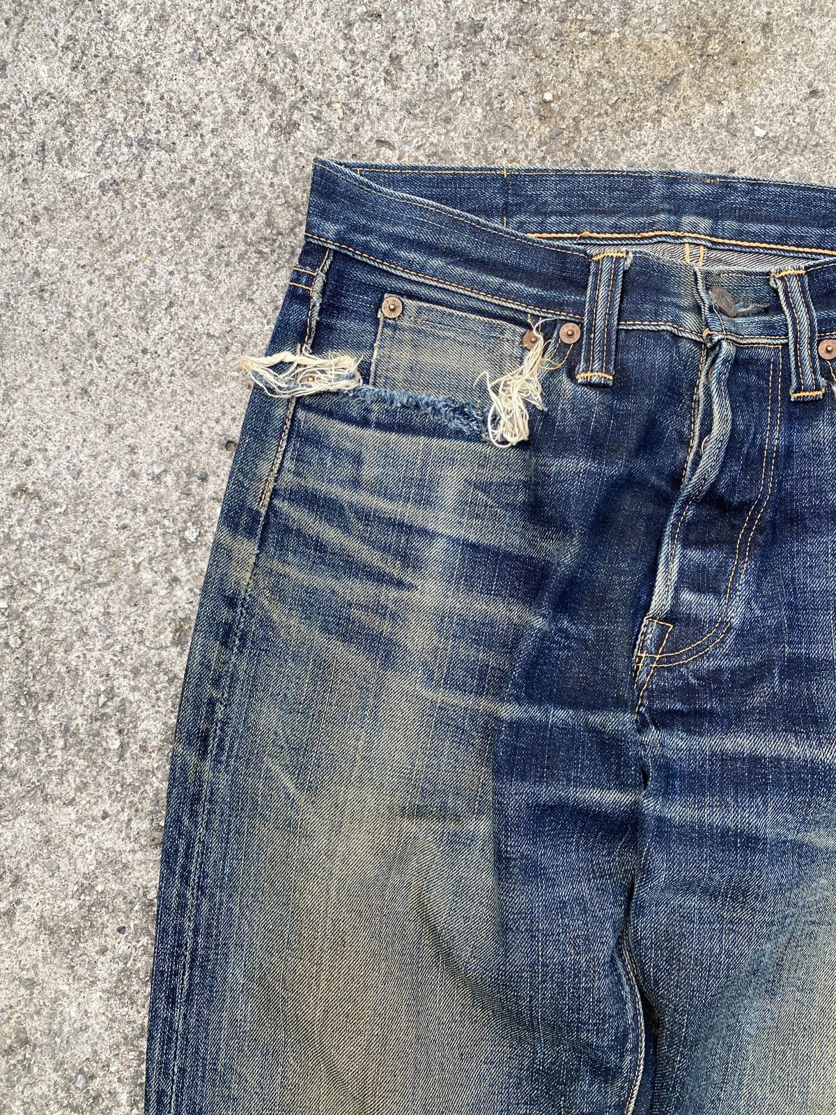 The Flat Head Lot 3005-22 The Flat Head Selvedge Honeycomb Distressed Size US 29 - 7 Thumbnail