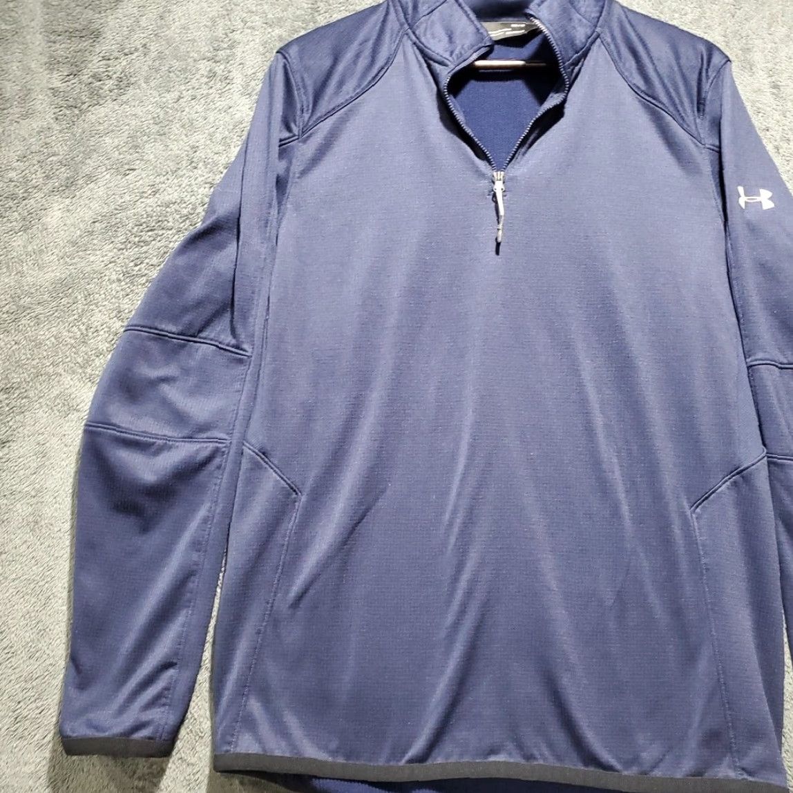 Under Armour Under Armour ColdGear Reactor Jacket Mens M Navy Blue 1/4 Zip Fitted Mid-Length Solid Logo Size US M / EU 48-50 / 2 - 3 Thumbnail
