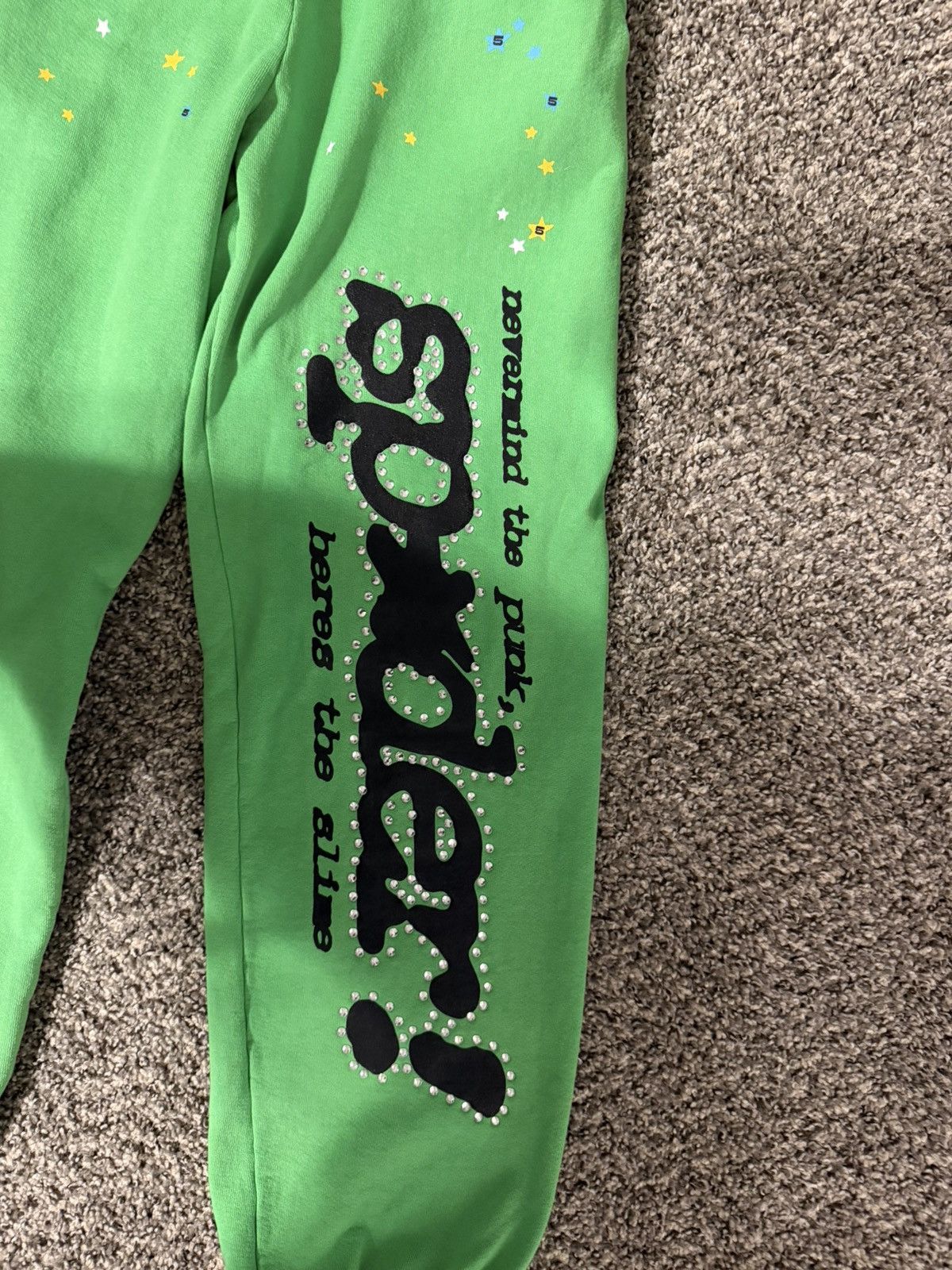 Sp5der Sp5der Slime Rhinestone Punk V2 Sweatpants Green Small Size US 30 / EU 46 - 3 Thumbnail