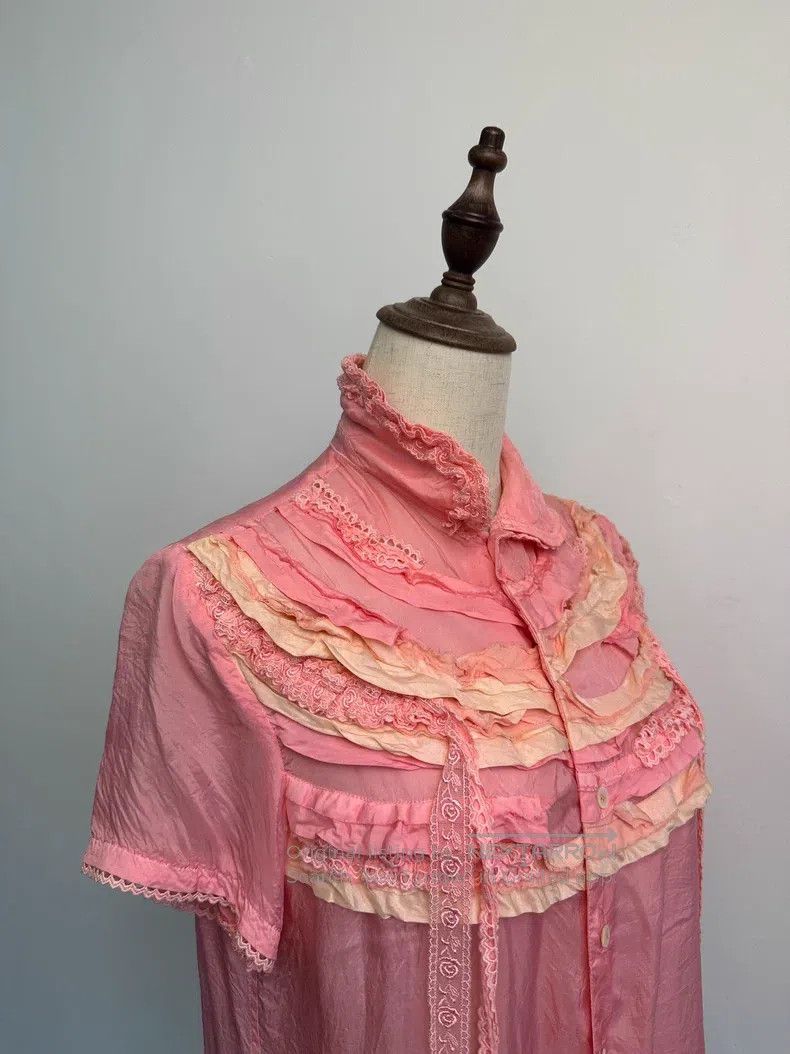 Comme des Garcons Comme Des Garcons size F Pink lace trim blouse Size M / US 6-8 / IT 42-44 - 5 Thumbnail