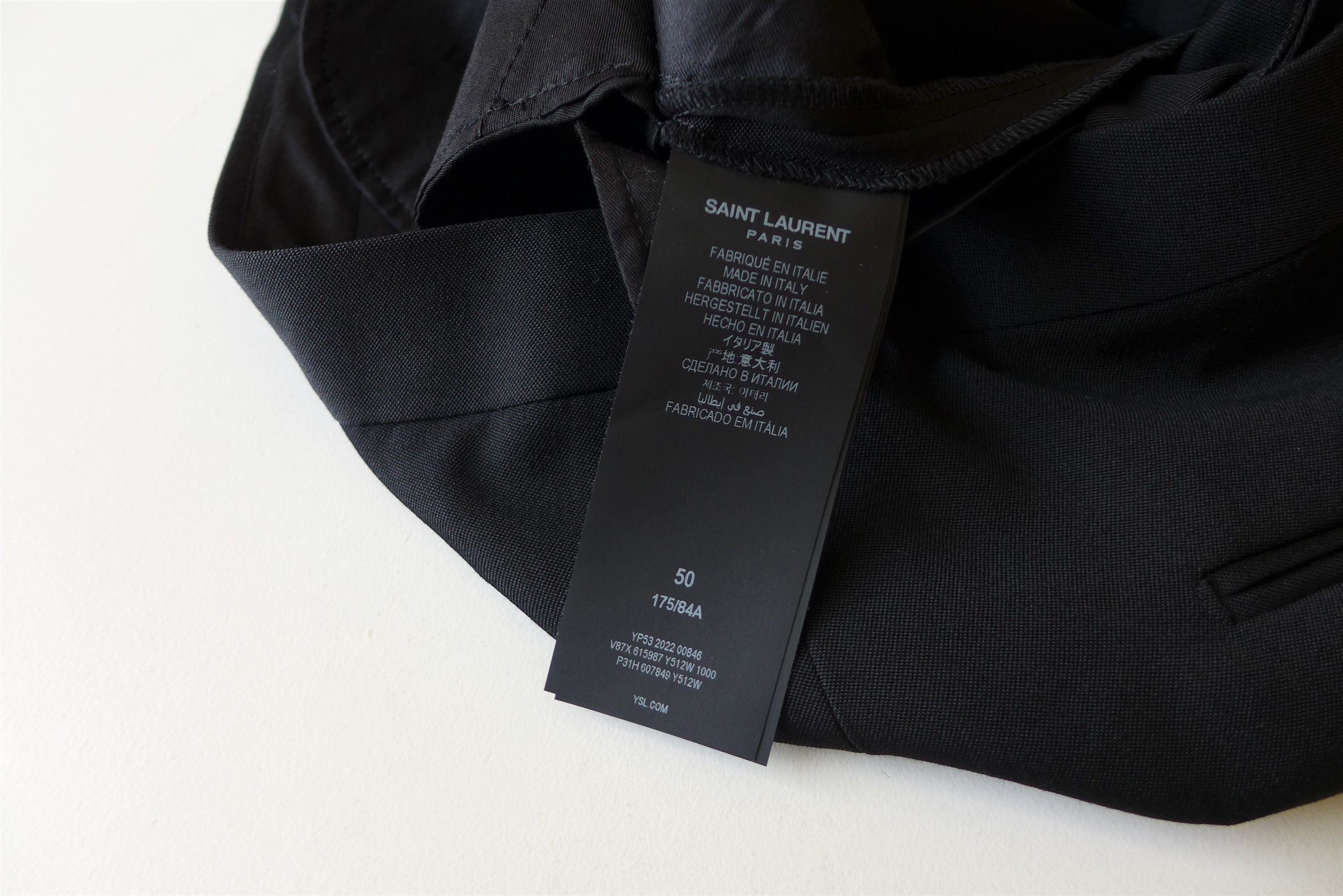Saint Laurent Paris Saint Laurent Slim Fit Tuxedo Trousers - Black Wool Size US 34 / EU 50 - 14 Thumbnail