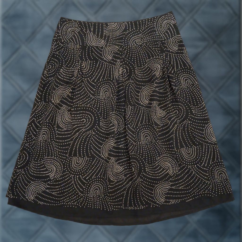 Geoffrey Beene Geoffrey Beene Skirt Women Knee Length A-Line Black Geometric Pleated Lined Size 4 Size 27" / US 4 / IT 40 - 1 Thumbnail