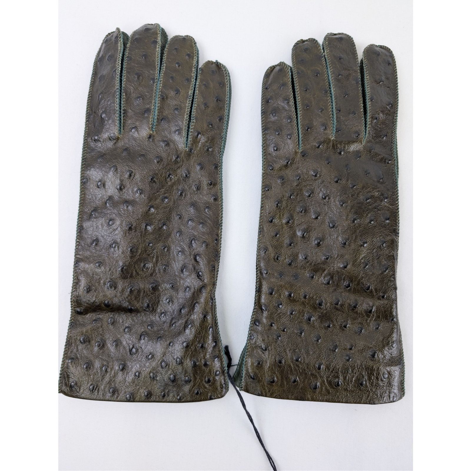 Bottega Veneta o1rshd1 Q:2/ Size:8/ Emboss Ostrich Leather Gloves Seaweed Size ONE SIZE - 3 Thumbnail