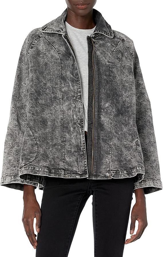Norma Kamali Norma Kamali Black Acid Washed Denim A-Line Jacket Coat Size L / US 10 / IT 46 - 1 Thumbnail