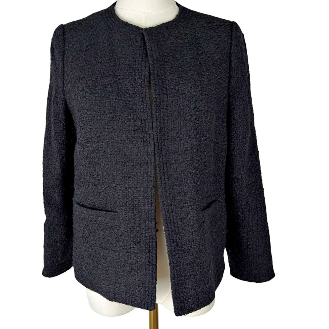 Vince Vince Black Tweed Boucle Wool Blend Blazer Jacket Sz 8 Size M / US 6-8 / IT 42-44 - 2 Thumbnail