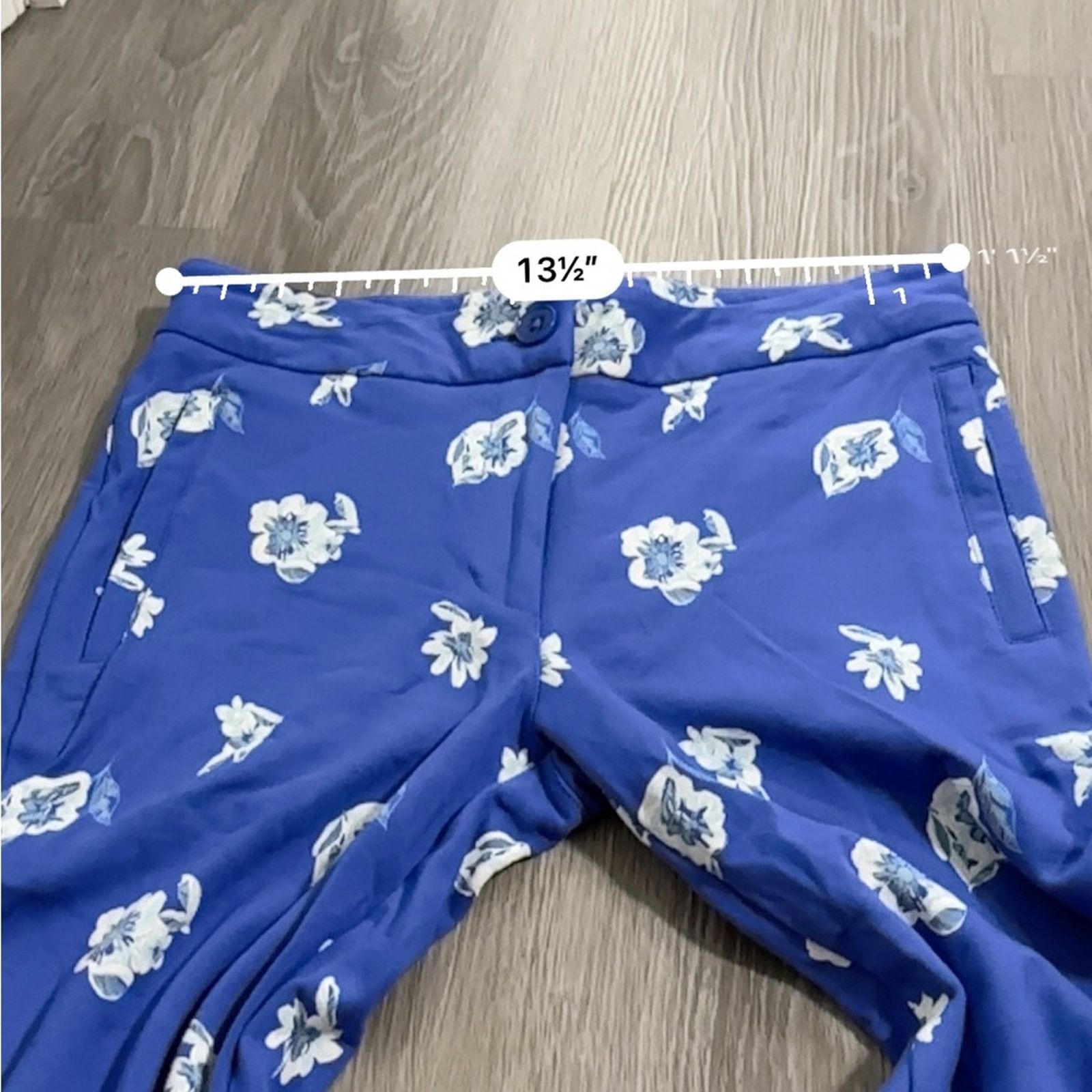 Betabrand Betabrand Blue & White Floral Bootcut Stretch Pants Size S Size 27" / US 4 / IT 40 - 10 Thumbnail