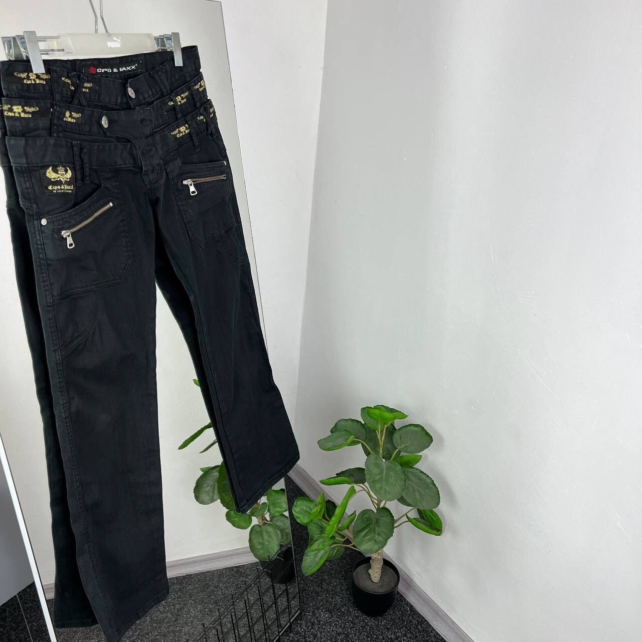 Japanese Brand Rare Pants Cipo Baxx Black Jeans Baggy Slim Rap Distressed Size US 33 - 1 Thumbnail