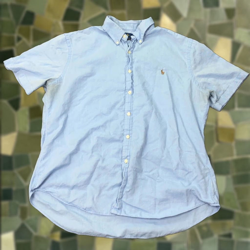 Ralph Lauren VINTAGE Ralph Lauren Chambray Oxford Shirt Mens XL Short Sleeve Blue Classic Preppy Size US XL / EU 56 / 4 - 1 Thumbnail