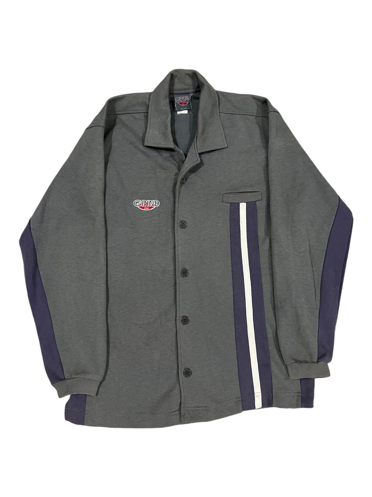 Hook-Ups × Vintage × grindlondon Vintage 90s Grind Inc. Skateboard Line Button Work Sweater Size US M / EU 48-50 / 2 - 1 Thumbnail