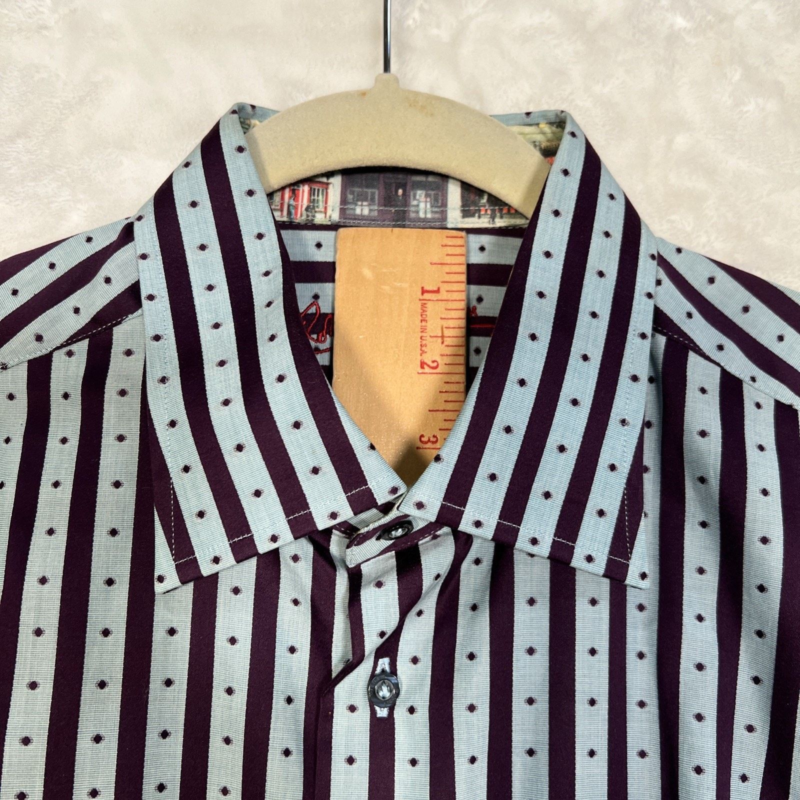 Robert Graham Robert Graham Mens Shirt Blue Dot Flip Cuff Italian Store Size US L / EU 52-54 / 3 - 9 Thumbnail