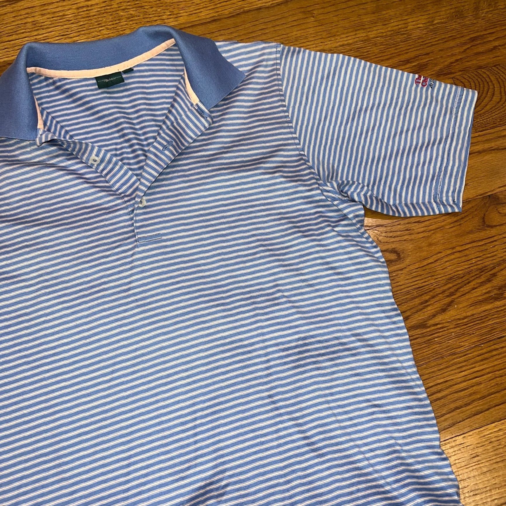 Vintage VINTAGE Fairway & Greene Polo Shirt Men's Size M Short Sleeve Striped Blue Pink Golf Casual Size US M / EU 48-50 / 2 - 4 Thumbnail