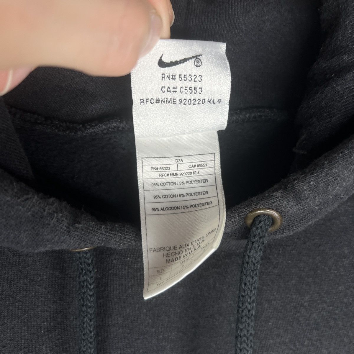 Nike Vintage Nike Hoodie Black Logo Swoosh Boxy 90s Size US L / EU 52-54 / 3 - 6 Thumbnail