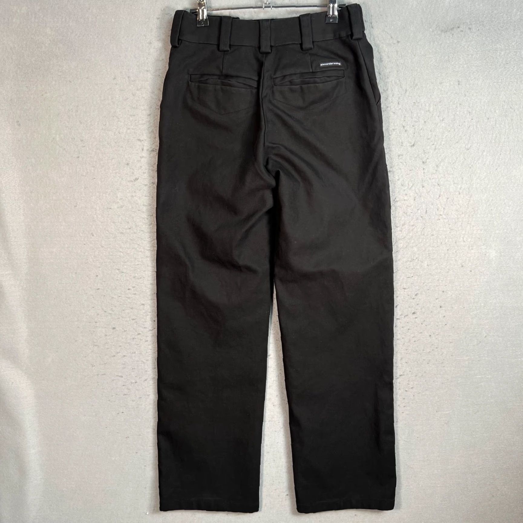 Alexander Wang Alexander Wang Womens Pants Black Cotton High-Waisted Straight Leg Trousers Size 4 Size 27" / US 4 / IT 40 - 2 Thumbnail
