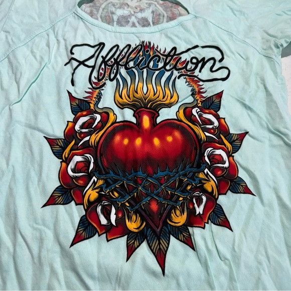 Affliction NEW AFFLICTION BLACK LABEL WOMEN’S TEAL T-SHIRT SZ LARGE L Size L / US 10 / IT 46 - 2 Thumbnail