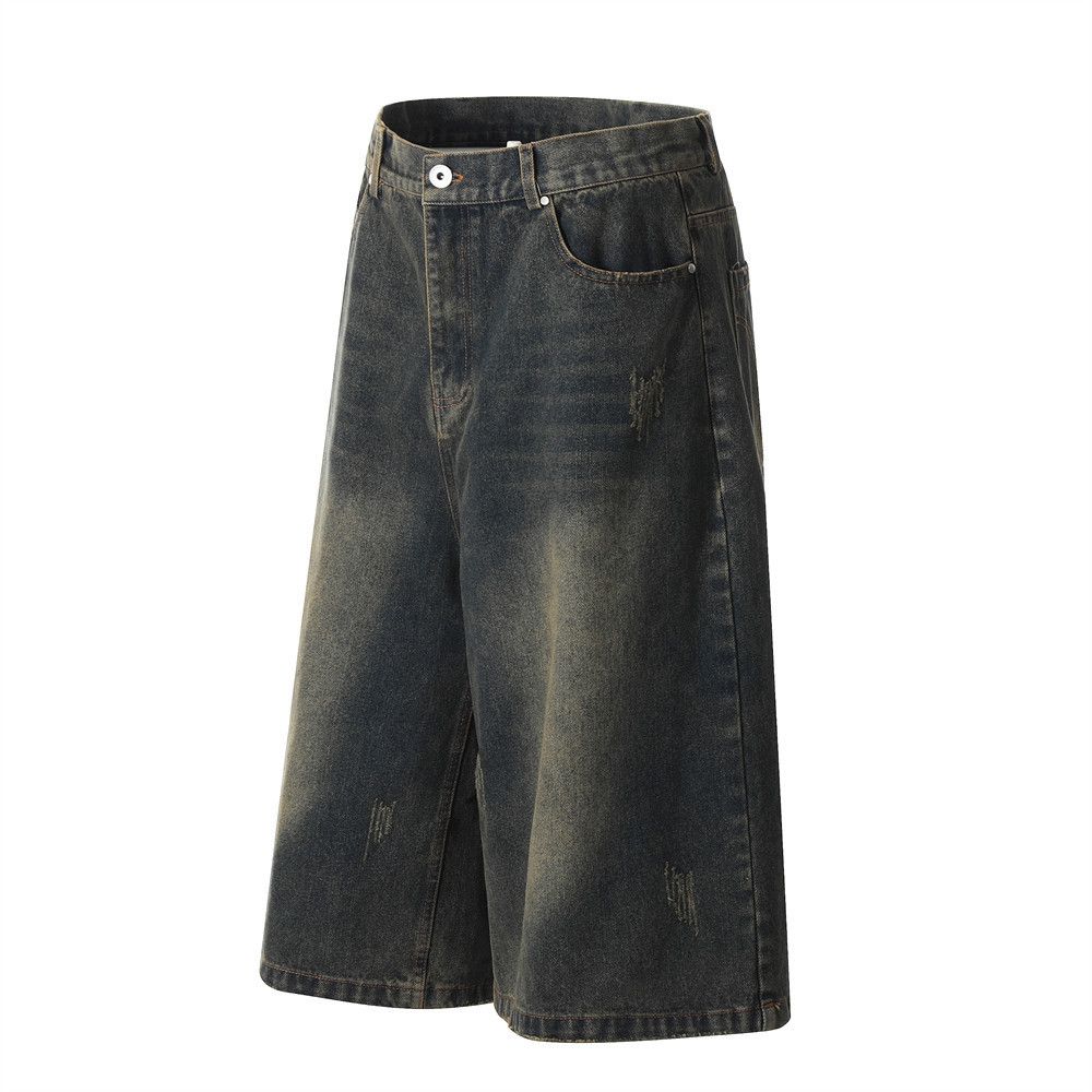 Japanese Brand × Jean American retro men's distressed washed loose denim shorts Size US 32 / EU 48 - 2 Thumbnail