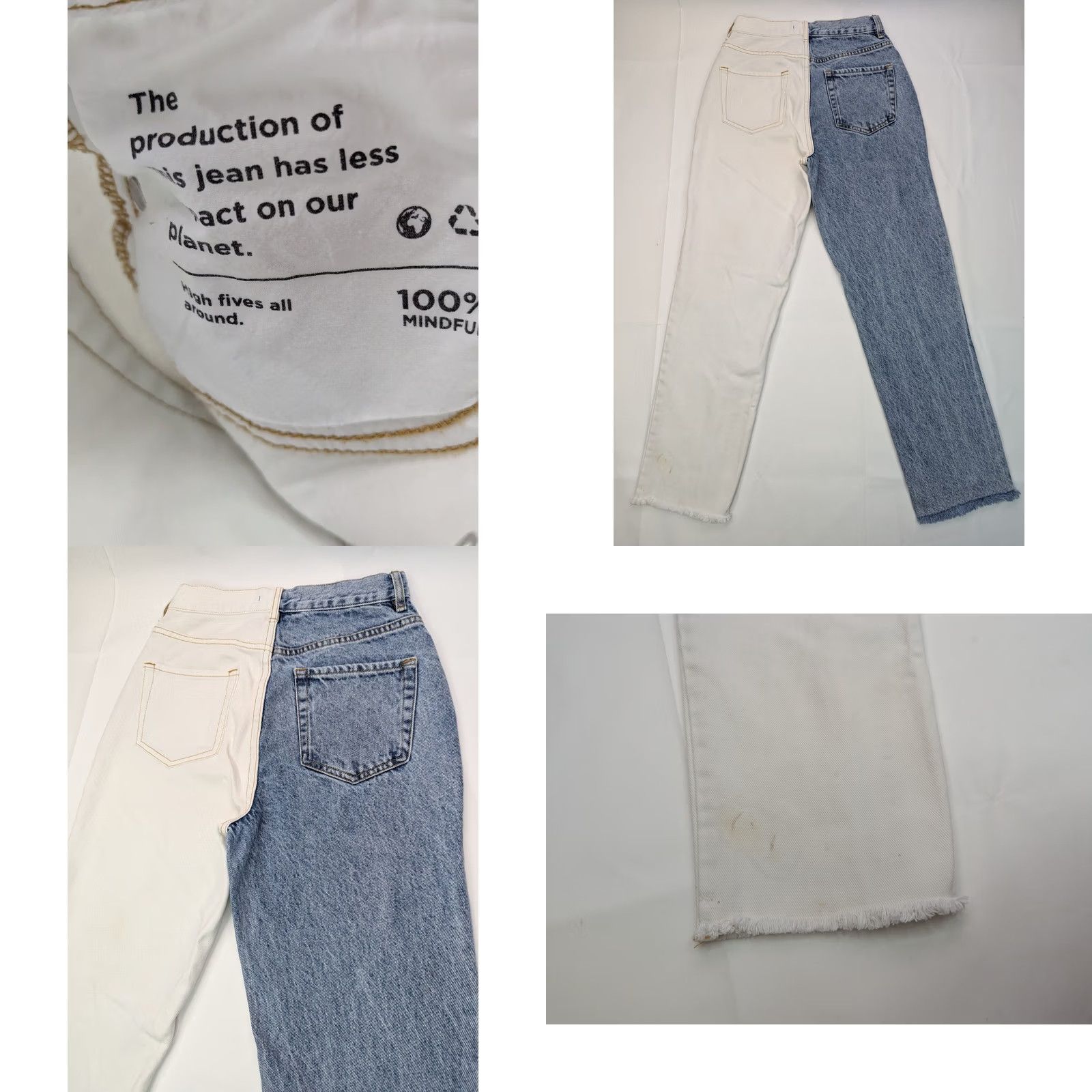Pacsun PacSun Two Toned High Rise Straight Jeans Women 25 Inseam 27 Distressed Blue Regular 5-Pocket Cotton Denim Jeans Size 42" / US 20 - 9 Thumbnail