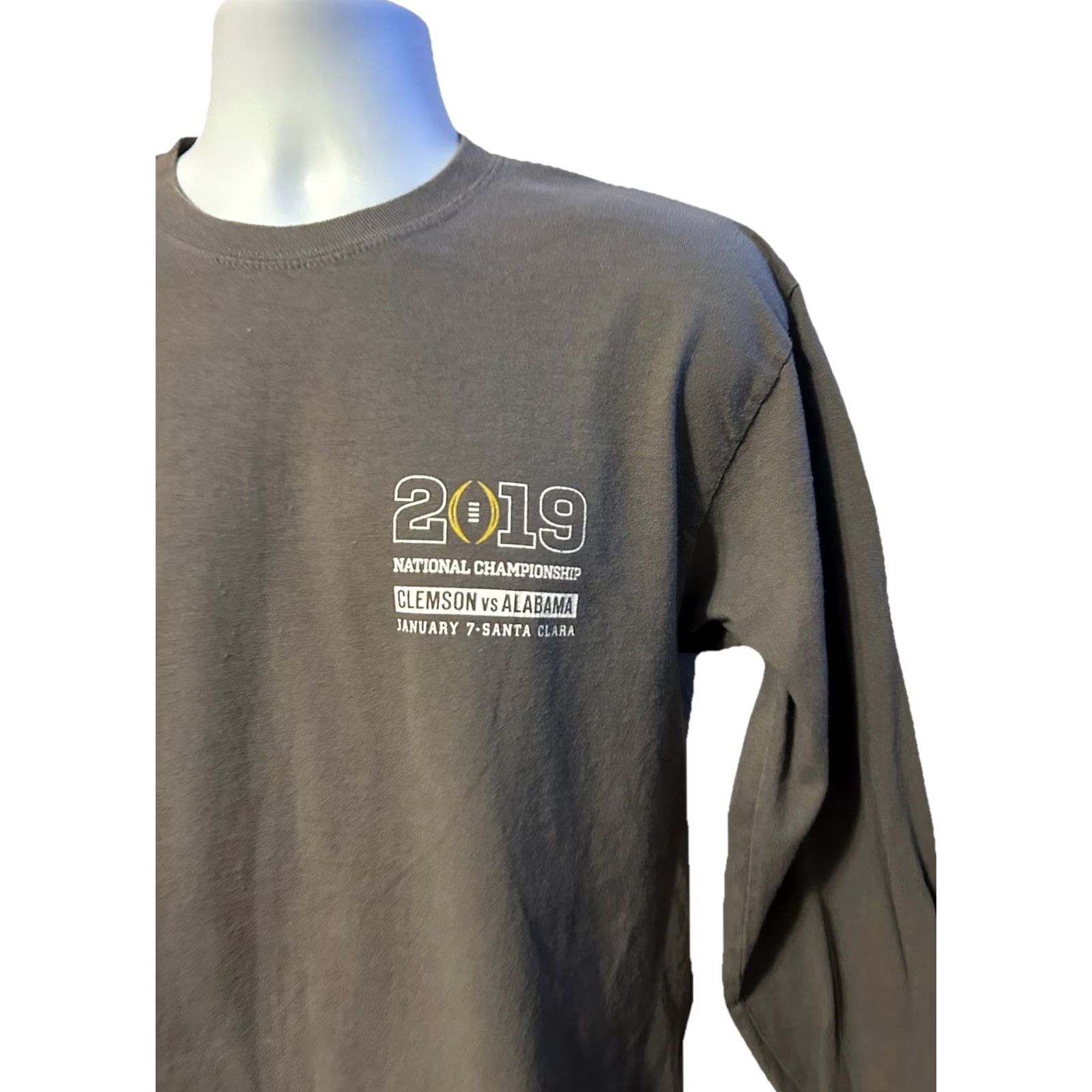 Gildan Clemson Univ Football 2019 National Champs Shirt Men Large Long Sleeve Gray Size US L / EU 52-54 / 3 - 3 Thumbnail
