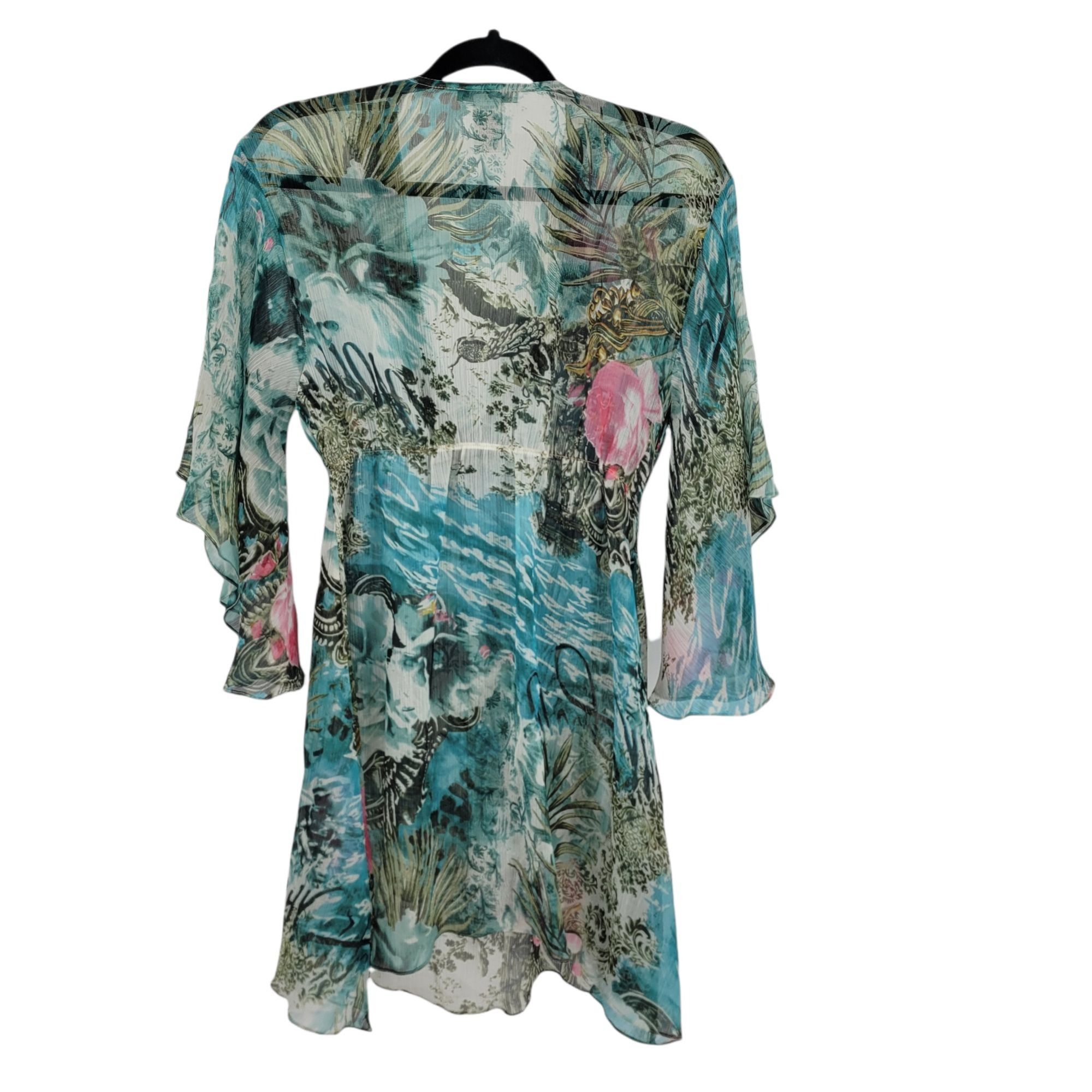 Vintage Vtg Alberto Makali Sheer Fairy Dress Sz S Blue Floral Beade Size S / US 4 / IT 40 - 3 Thumbnail