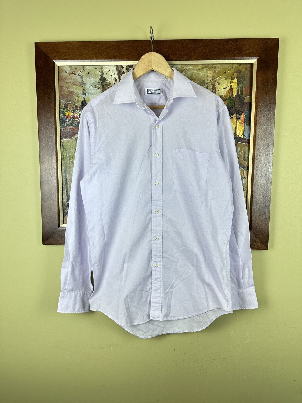 Yves Saint Laurent Vintage white/lavender YSL button up shirt Size US L / EU 52-54 / 3 - 1 Thumbnail