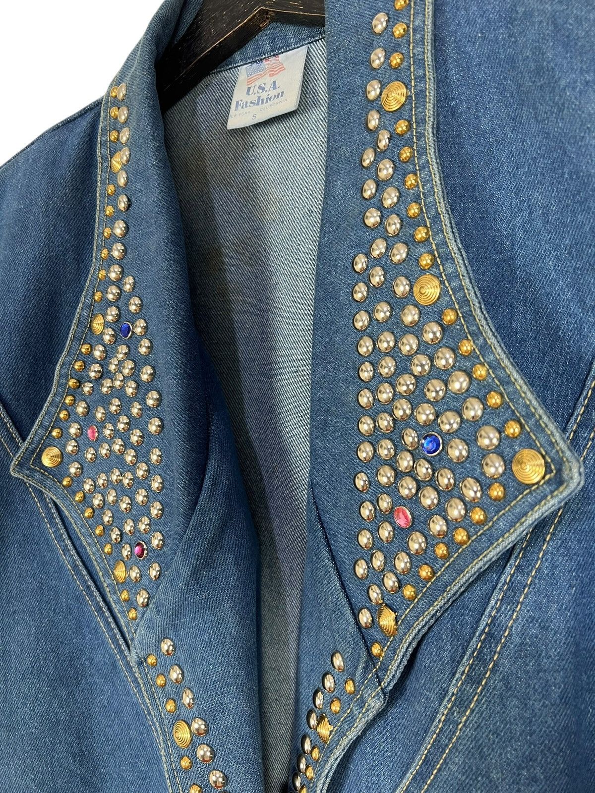 Custommade 80s Vintage Bedazzed Rhinestones Stranger Things Jacket Size S / US 4 / IT 40 - 7 Thumbnail