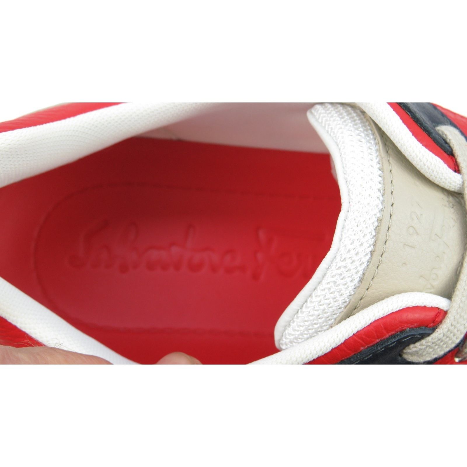 Salvatore Ferragamo FERRAGAMO CASSINA RED BLACK LEATHER LOGO LACE SNEAKERS 10 IT Size US 11 / EU 44 - 12 Thumbnail