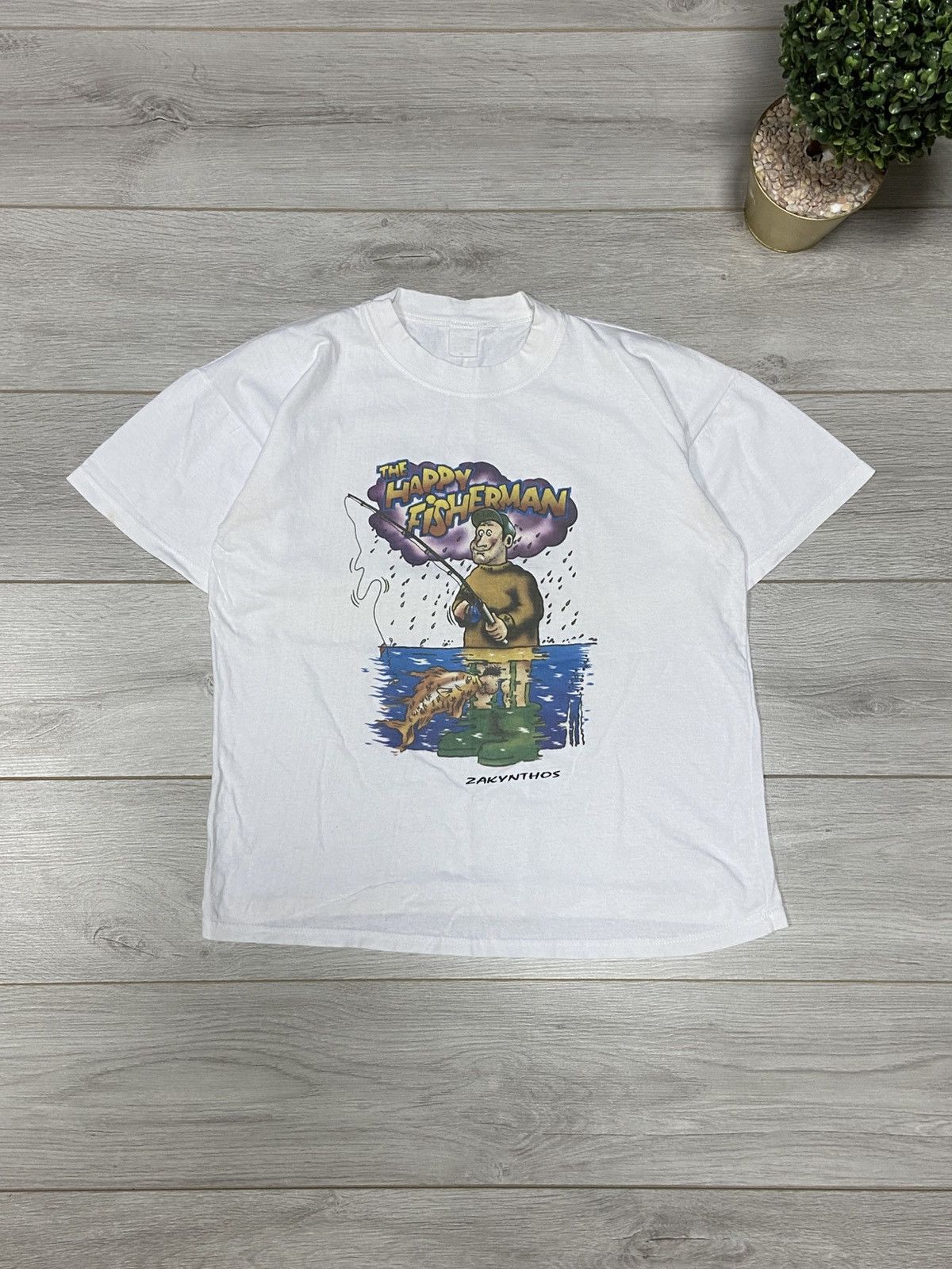 Vintage The happy fisherman vintage t-shirt, fishing, humor Size US M / EU 48-50 / 2 - 1 Thumbnail