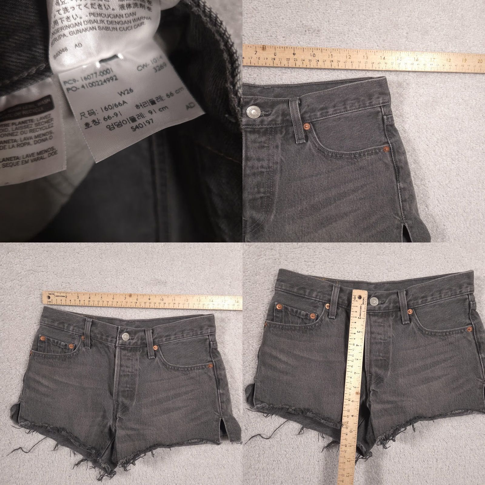 Levi's Levi's 501 Jean Shorts Womens W26 Gray High Rise Cutoff Raw Hem Denim Casual Size 26" / US 2 / IT 38 - 8 Thumbnail