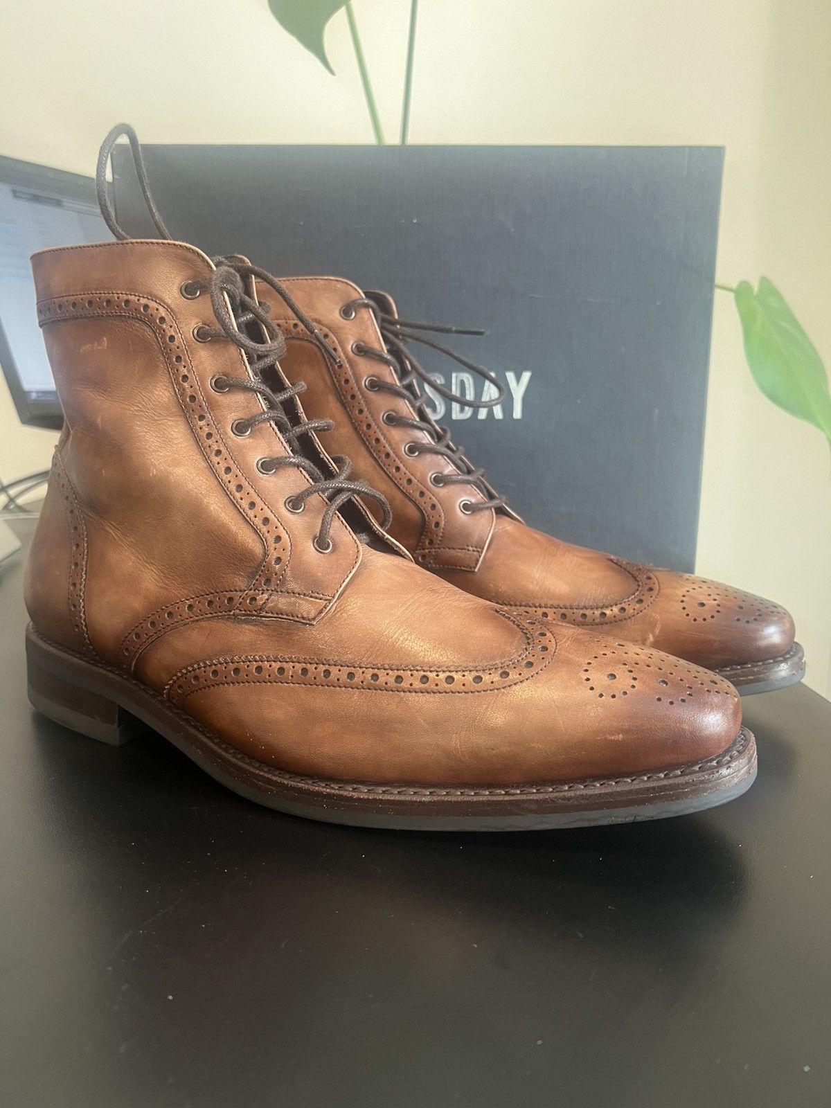 Thursday Boot Company Thursday Boot Co Wingtip Brogue Dress Boots Brown Color 77 Size US 11 / EU 44 - 2 Thumbnail