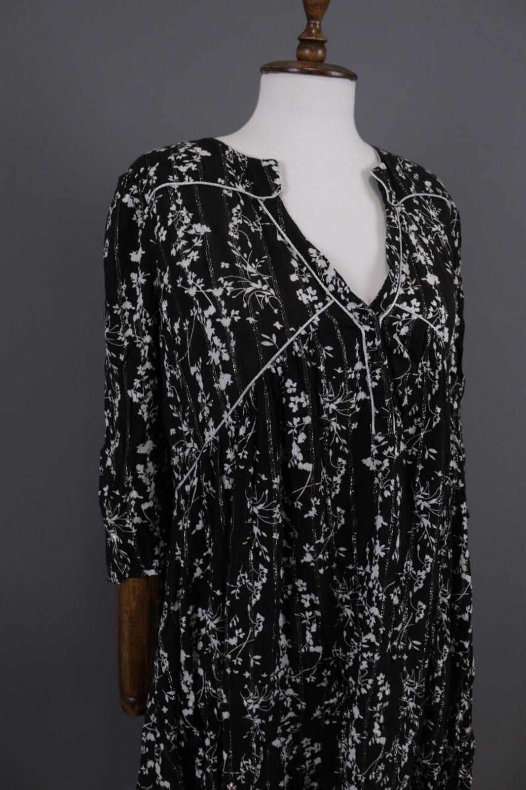 Wilkes Bashford BA&SH Frezza Noir Lady Dress Black Floral Blouson Dress Sz 2 Size XS / US 0-2 / IT 36-38 - 5 Thumbnail
