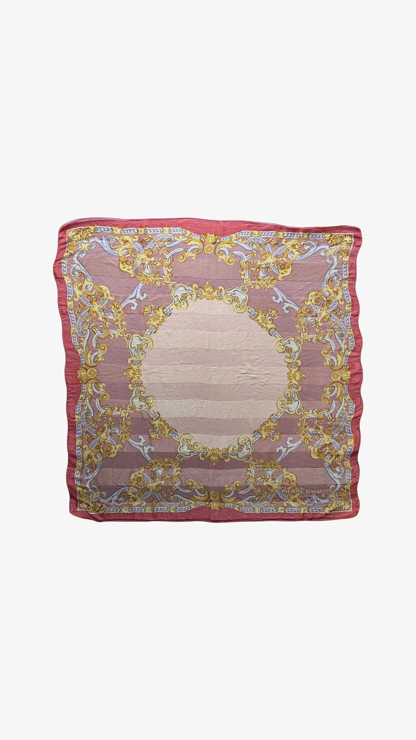 Balmain Vintage 80s Pierre Balmain Baroque Print Striped Silk Scarf Size ONE SIZE - 1 Thumbnail