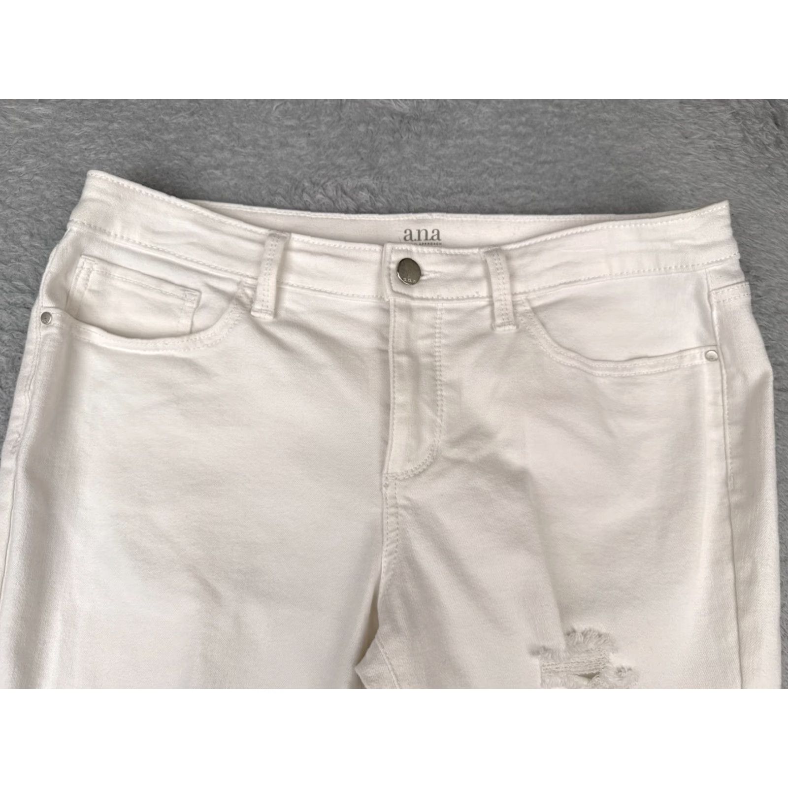 Vintage a.n.a Jeans Womens 10 White Denim Skinny Ankle Distressed Cotton Blend 32x25 Jeans Women's 10 White Denim Skinny Ankle Distressed Cotton Blend 32x25 Size 32" / US 10 / IT 46 - 4 Thumbnail