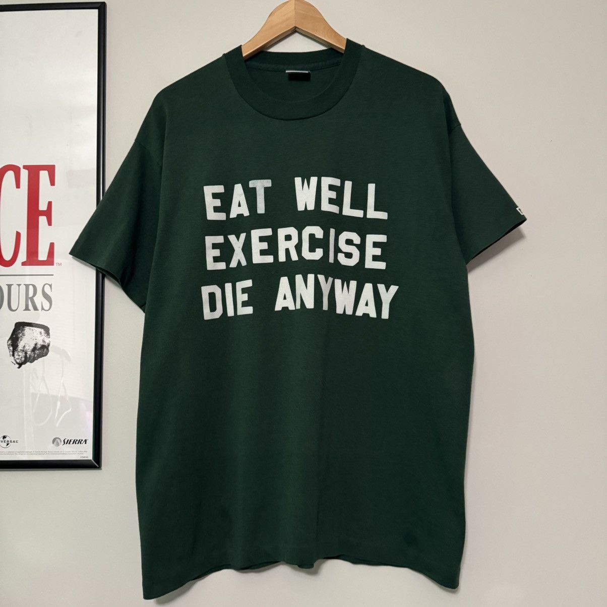 Vintage VINTAGE 90s EAT WELL EXERCISE DIE ANYWAY FUNNY HUMOR SHIRT Size US XL / EU 56 / 4 - 1 Thumbnail