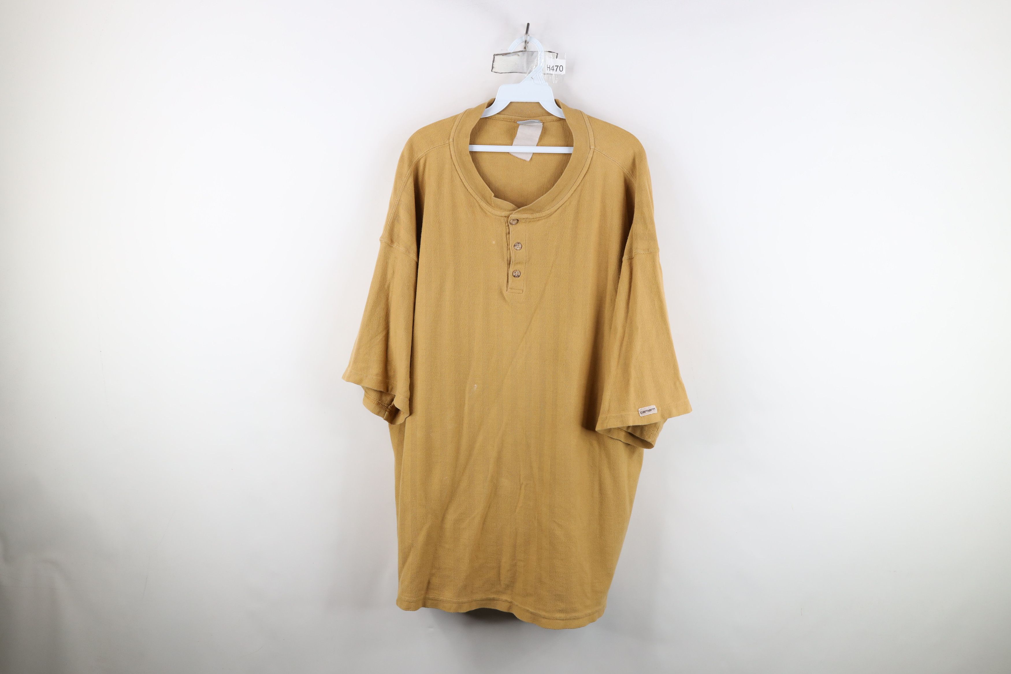 Carhartt Vintage 90s Carhartt Spell Out Herringbone Henley T-Shirt Size US XXL / EU 58 / 5 - 1 Thumbnail