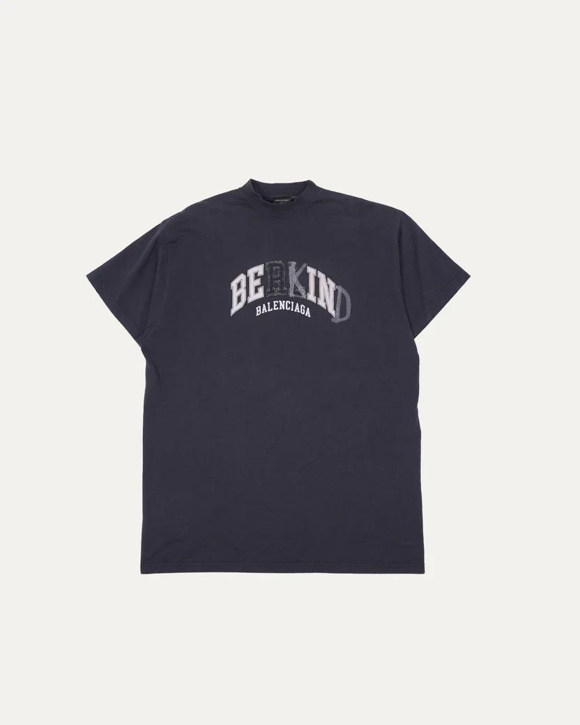 Balenciaga o1s1rm1224 Be Kind Oversized T-Shirt in Black/White Size US XL / EU 56 / 4 - 1 Thumbnail