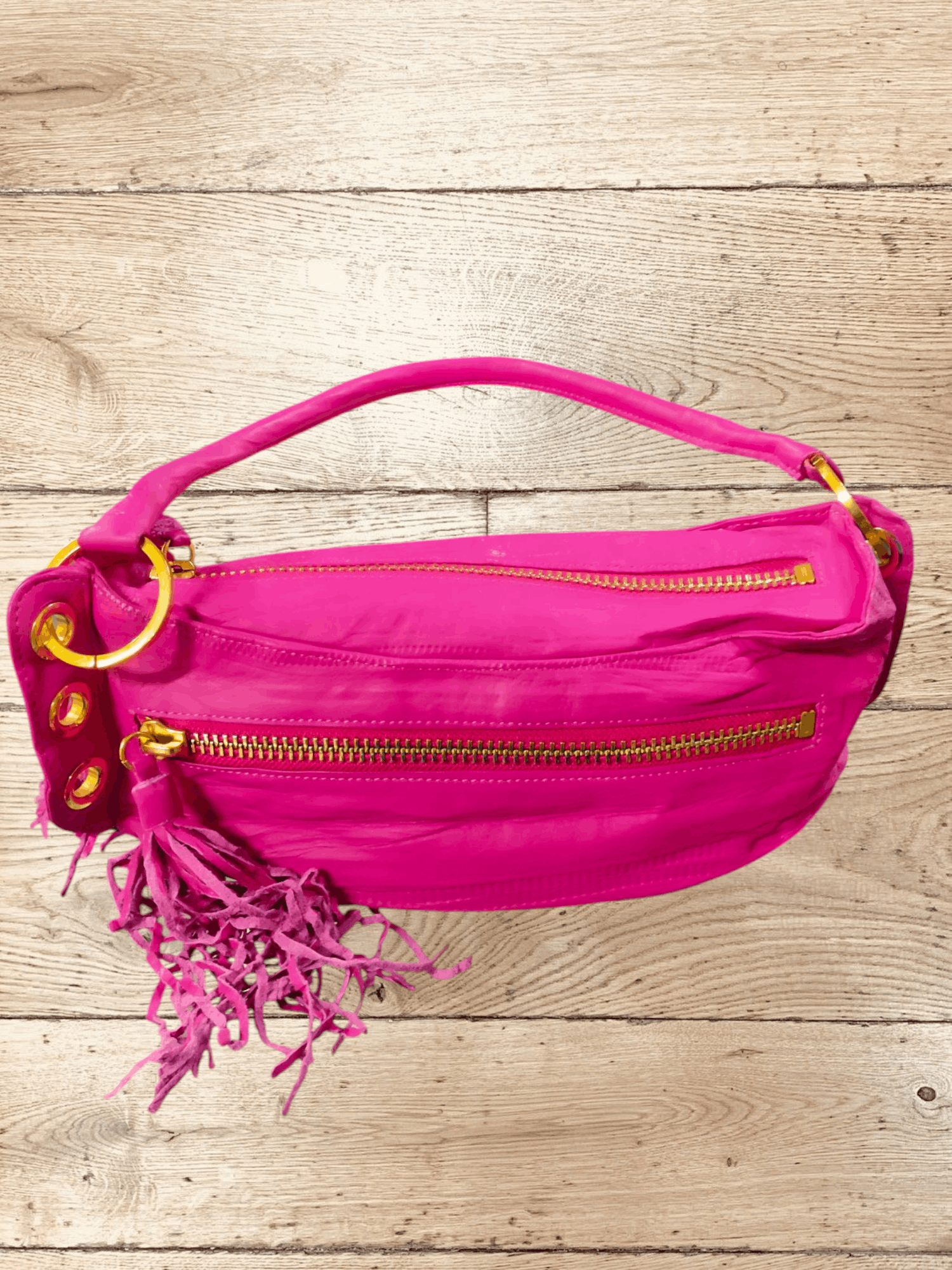 Leather LUXURY KENKENKEN DAVE SHOULDER BAG WITH FRINGE ZIPPER Size ONE SIZE - 1 Thumbnail
