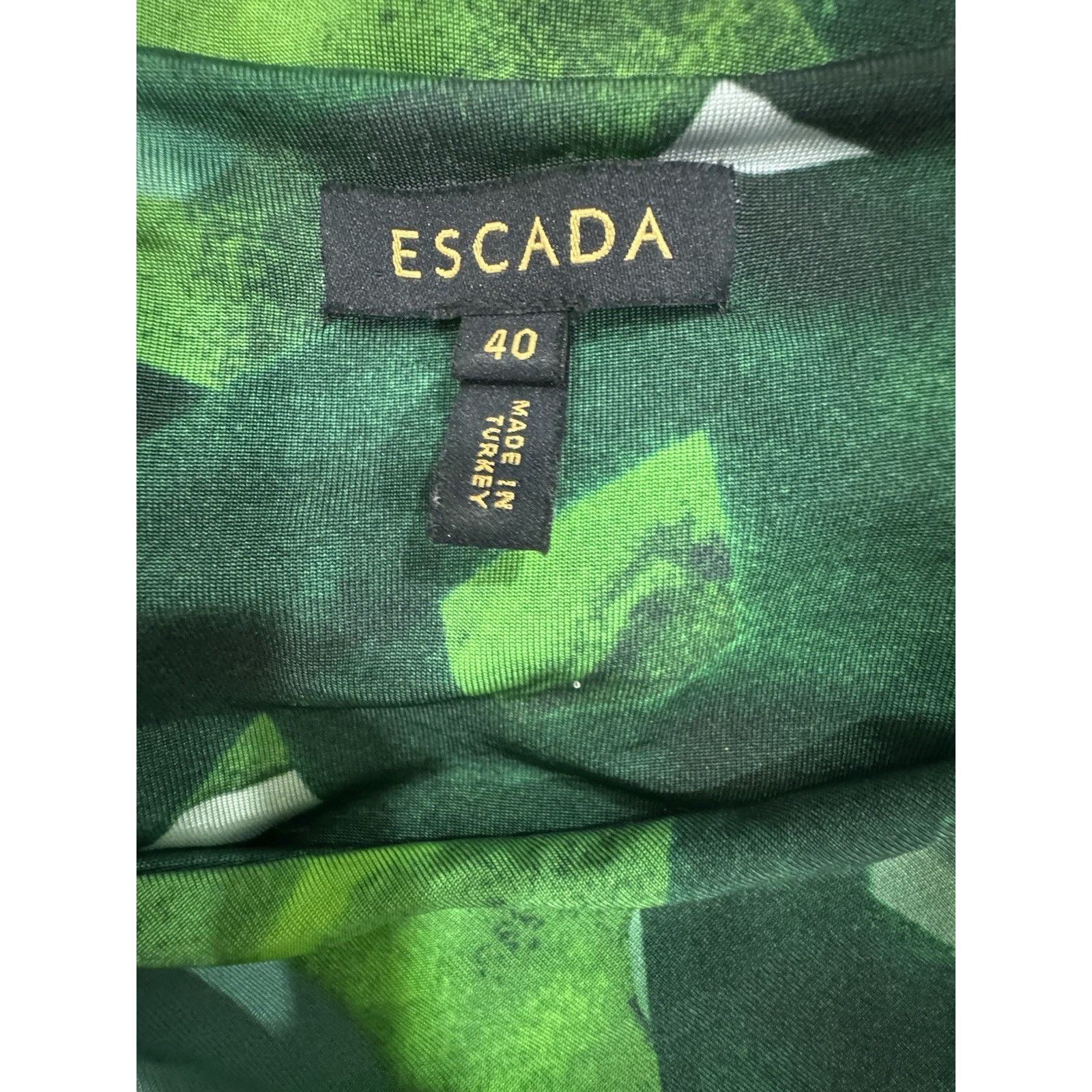 Escada ESCADA Elira Multi Green Cowl Neck/Sz 40 US 12 Size XL / US 12-14 / IT 48-50 - 4 Thumbnail