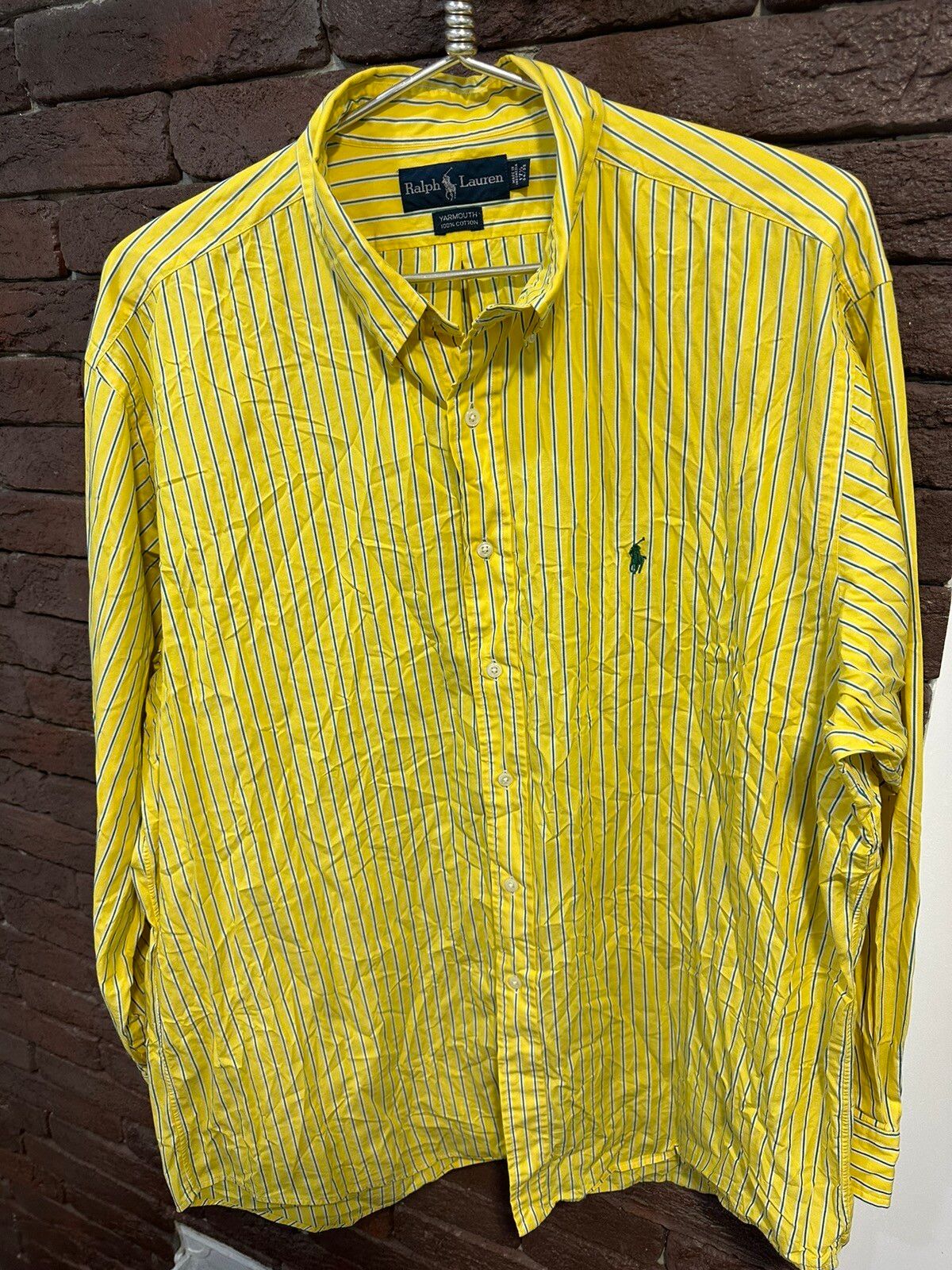 Pre-owned Ralph Lauren X Vintage Ralph Laurent Shirt Y2k Yarmouth Oversized Striped In Yellow