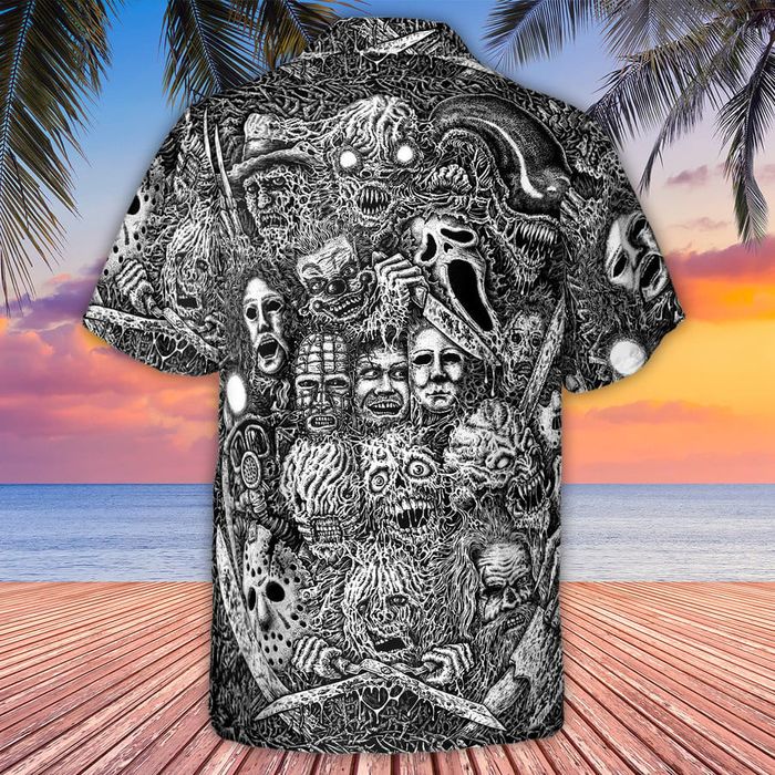 Hawaiian Shirt GHOSTFACE XENOMORPH PINHEAD MICHAEL MYERS HAWAIIAN SHIRT ...