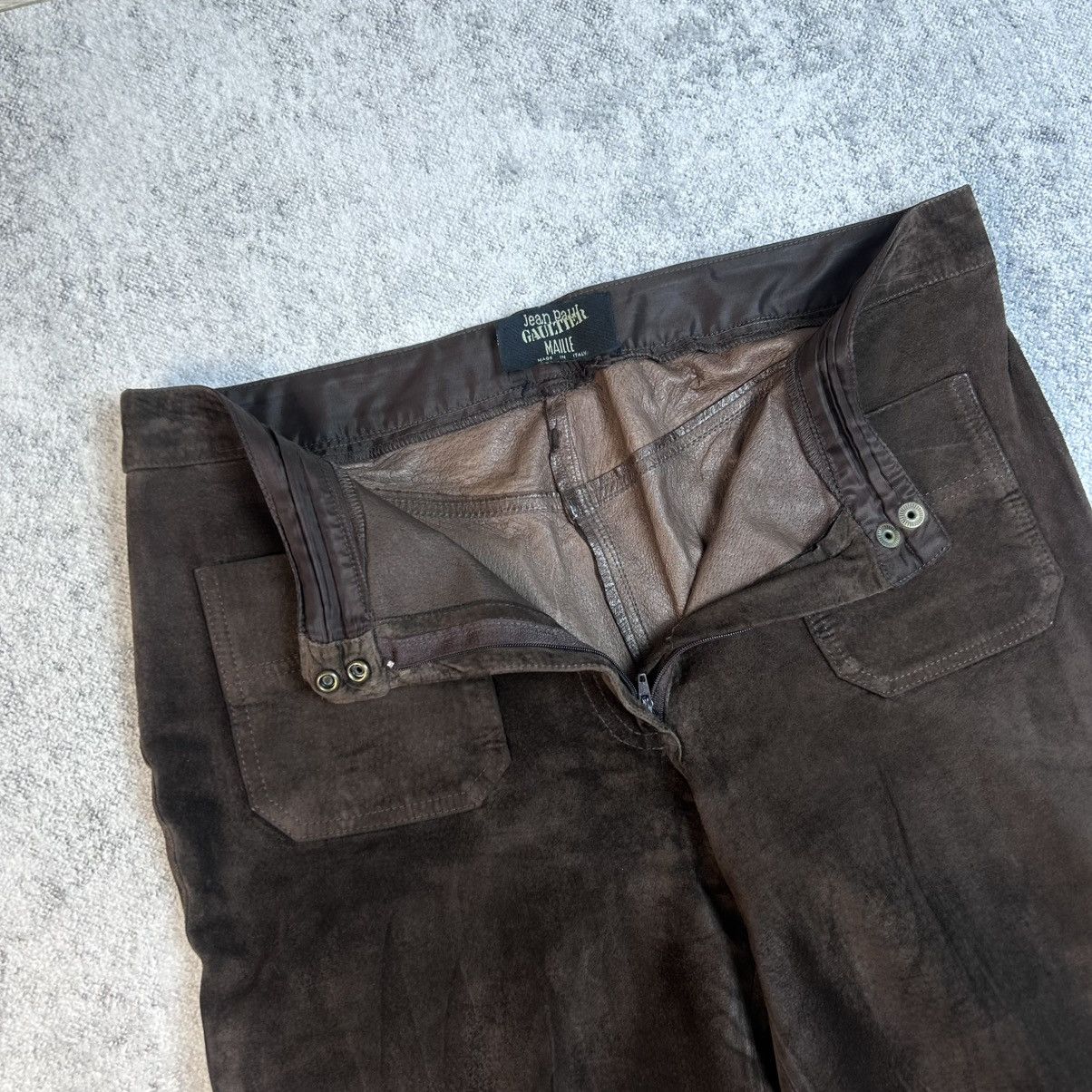 Jean Paul Gaultier RARE Vintage 90s Jean Paul Gaultier Jeans Velvet Brown Pants Size 34" / US 12 / IT 48 - 6 Thumbnail