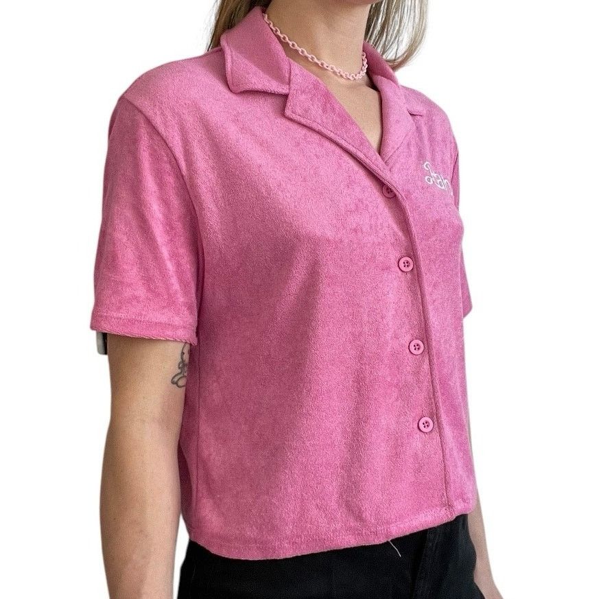 Other Barbie Mattel Pink Short Sleeve Button Down Collared Top Size S / US 4 / IT 40 - 3 Thumbnail