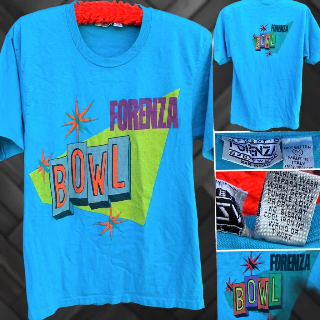 Vintage VINTAGE Forenza Bowl T Shirt Single Stitch Made In Italy 80s 1980s Size M Blue Cotton Graphic Print Men Short Sleeve Size US M / EU 48-50 / 2 - 1 Thumbnail