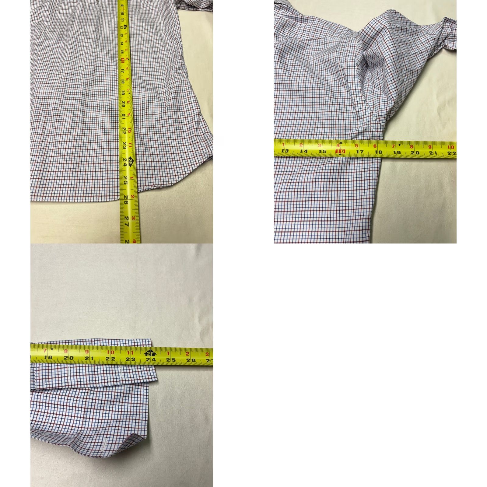 Proper Cloth Proper Cloth Shirt Mens XS Check Button Down Blue Burgundy French Cuff Cotton Size US XS / EU 42 / 0 - 8 Thumbnail