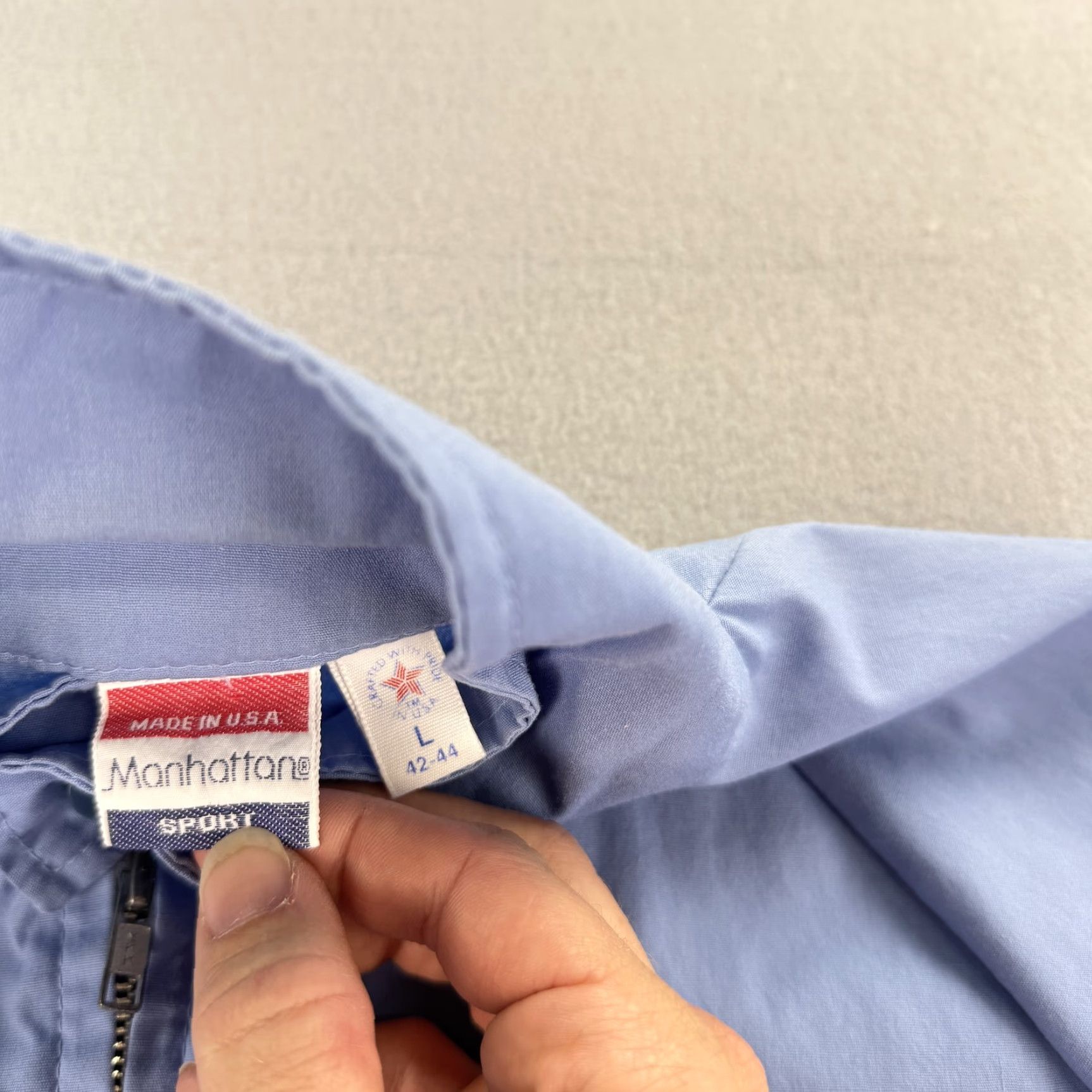 Vintage VINTAGE Manhattan Sport Jacket Mens Large Windbreaker Made USA 80s 90s Classic Blue Lightweight Casual Zip Size US L / EU 52-54 / 3 - 3 Thumbnail