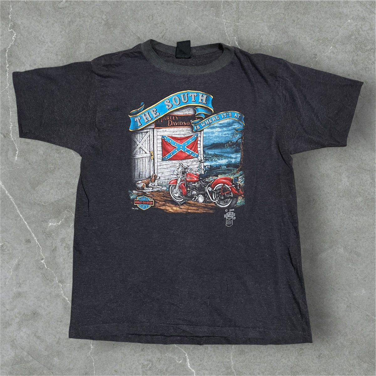 Harley Davidson Vintage Harley Davidson 3D Emblem South 1985 XL Tag Fit Slim Size US XL / EU 56 / 4 - 1 Thumbnail