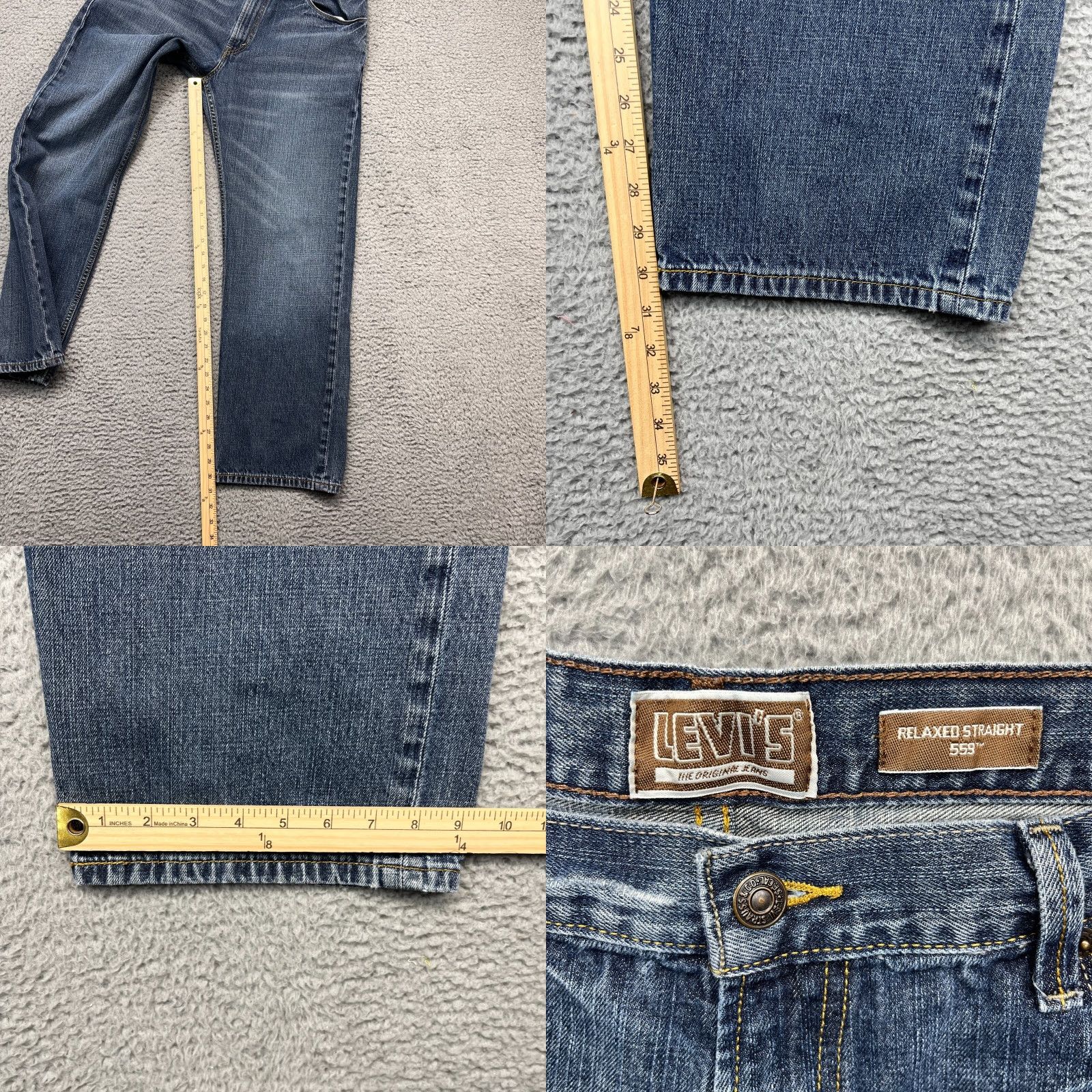 Levi's Levi's 559 Jeans Mens 36x31 Relaxed Straight Denim Blue 5-Pocket Button Zip Cotton Logo Distressed Size US 36 / EU 52 - 9 Thumbnail