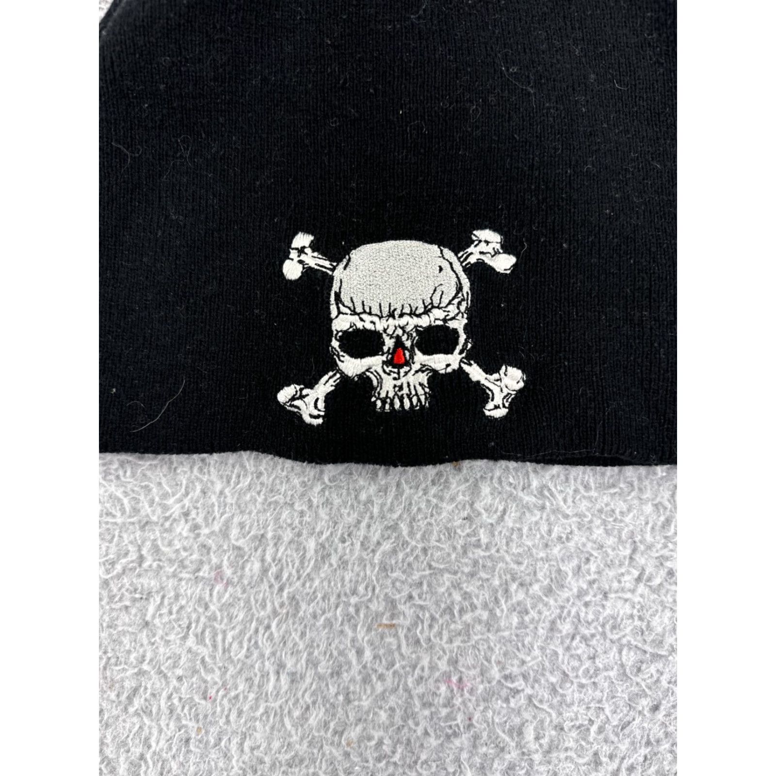 Vintage Black Skull Beanie Hat Men One Size Knit Ski Snowboard Acrylic Size ONE SIZE - 2 Thumbnail